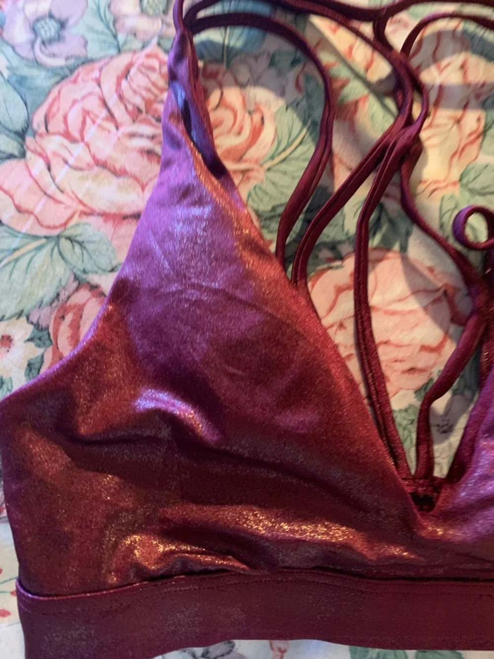 Victoria Secret Pink Ultimate Women's Shimmer Bralette - Burgundy Size Small - Picture 2 of 6